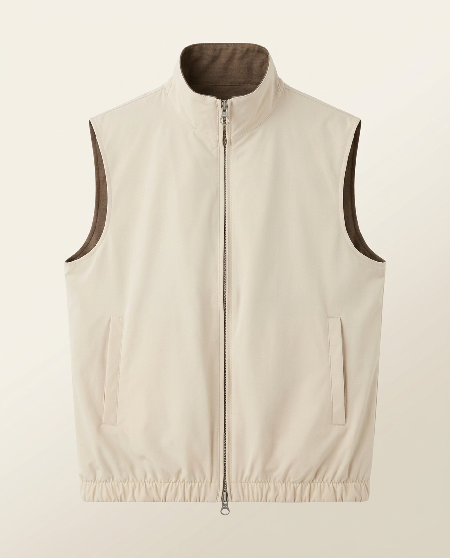 Gilet Réversible – närbild dragkedja